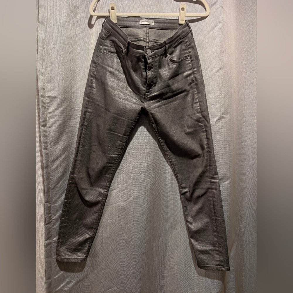 Women's Waxed Gray Jeans (Slightly Metallic)